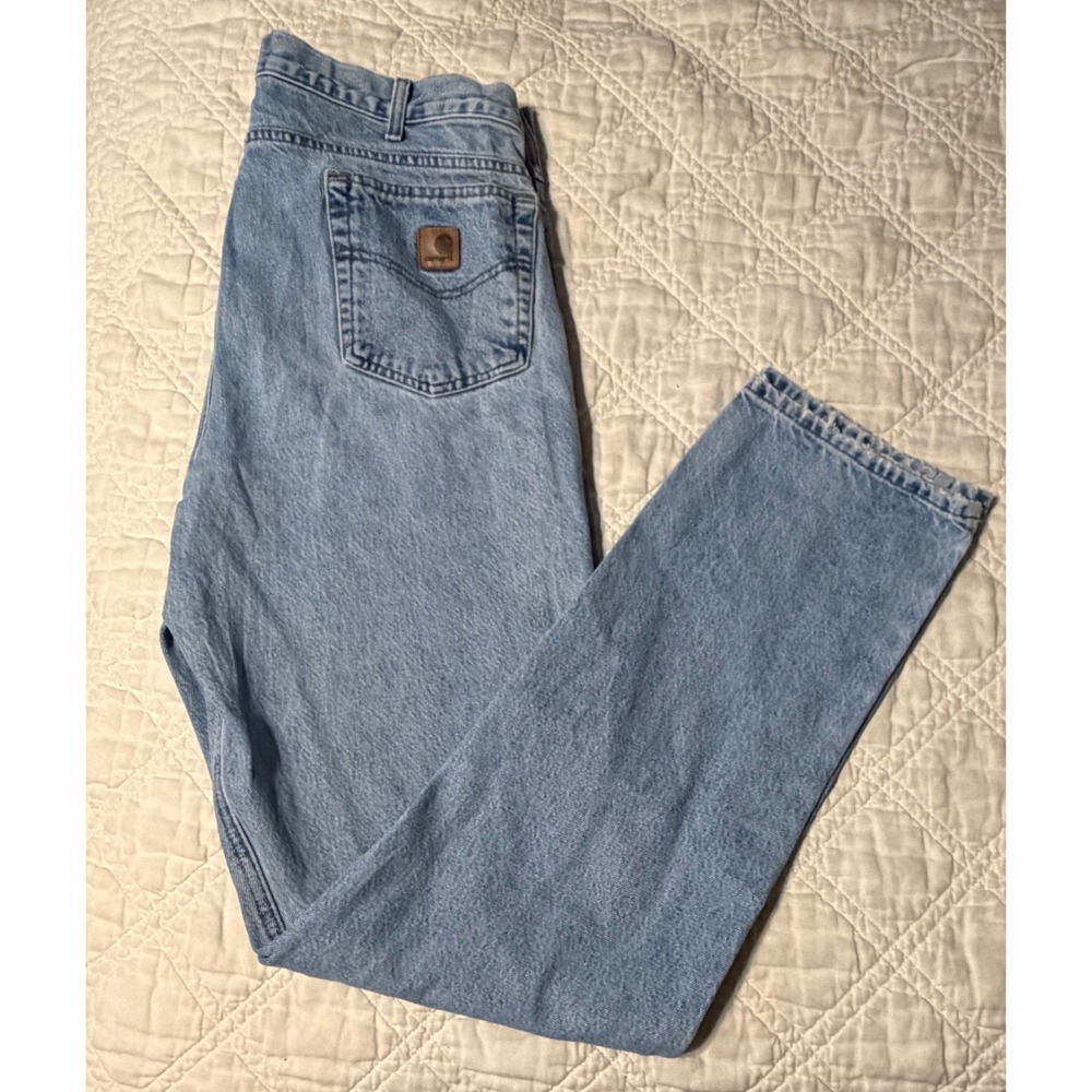 Carhartt Jeans Men 38x36 Blue B18 STW Traditional Fit Stonewash Workwear Denim